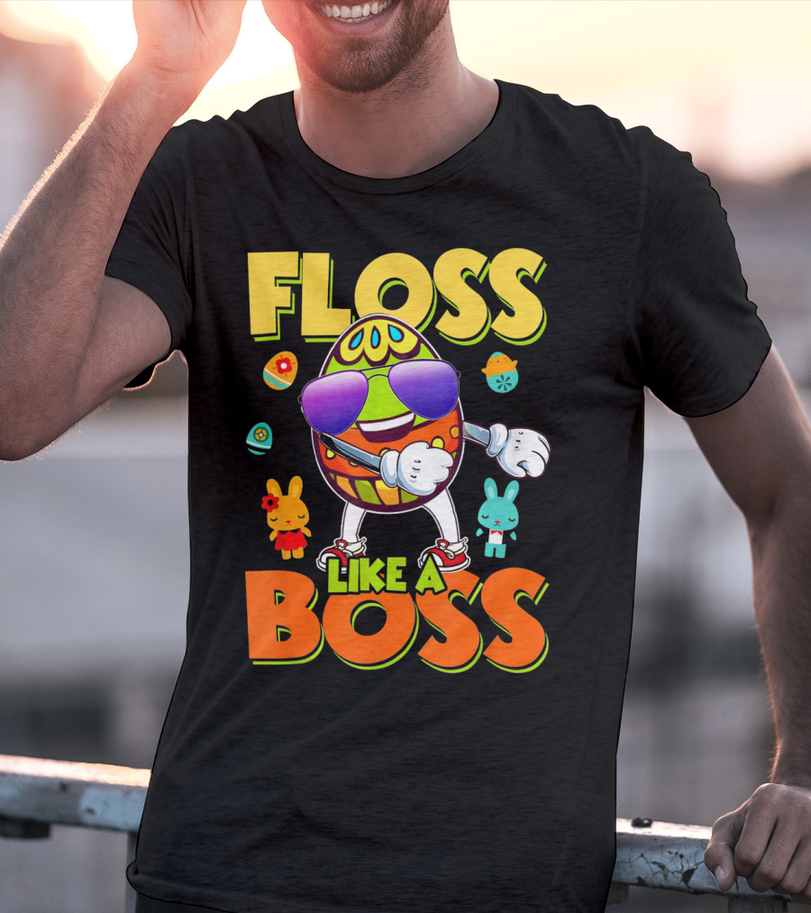 Floss Like A Boss Easter Egg With Kids And Bunnies T-Shirt