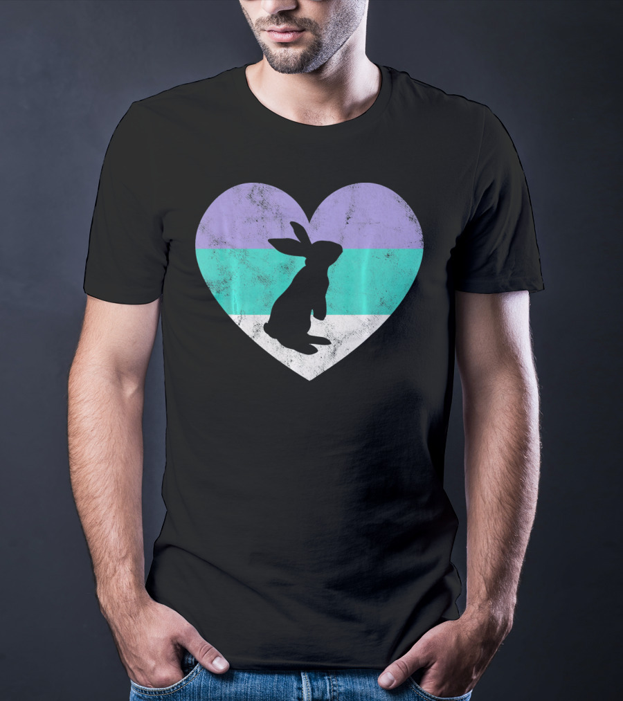 Rabbit Heart With Pride Flag Colors T-Shirt