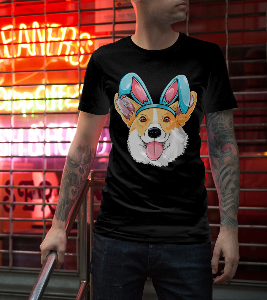 Easter Bunny Ears Corgi Dog T-Shirt