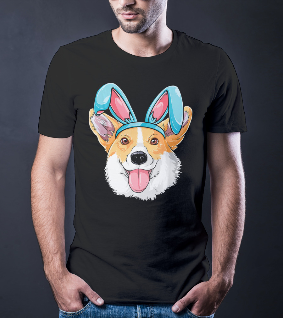 Easter Bunny Ears Corgi Dog T-Shirt