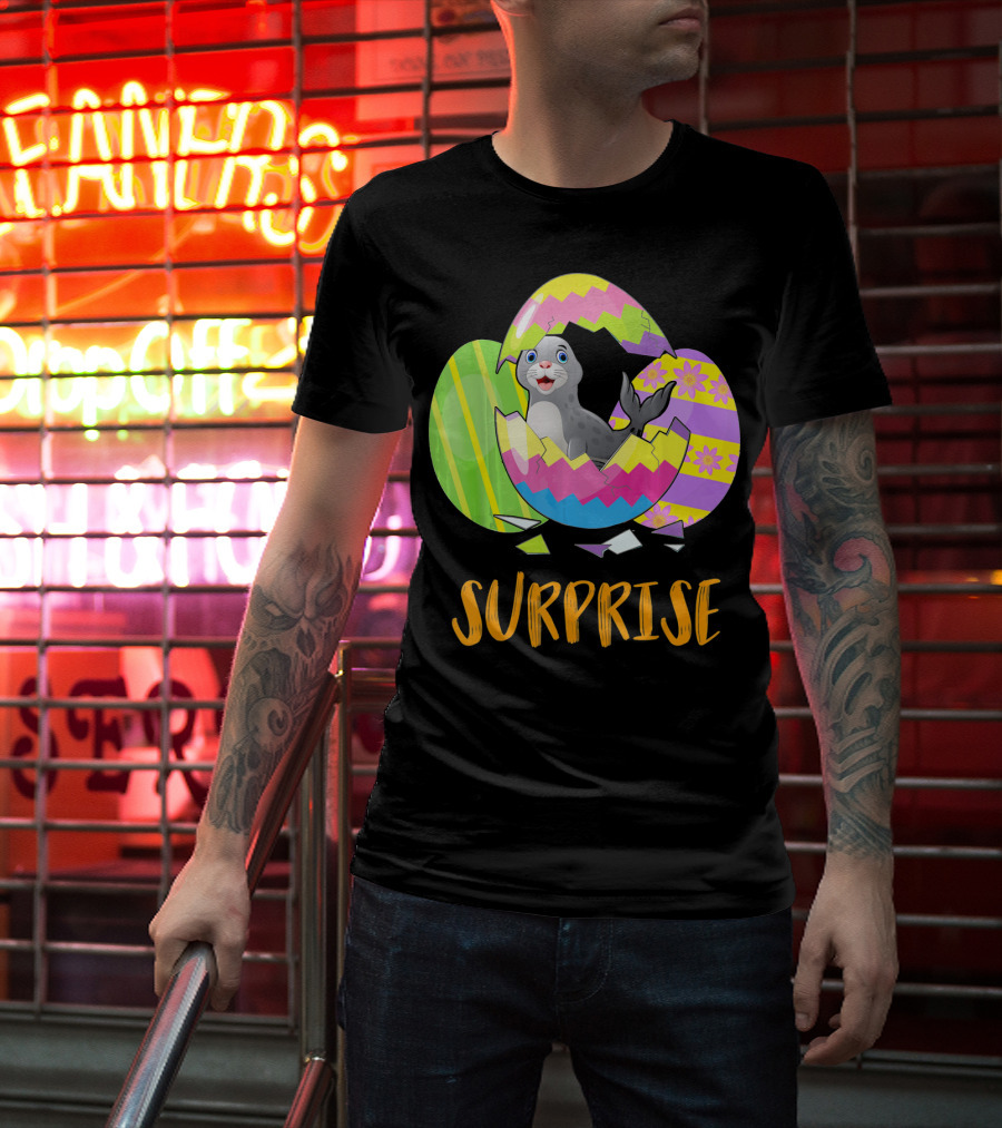 Surprise Cute Seal Bunny Funny Easter T-Shirt
