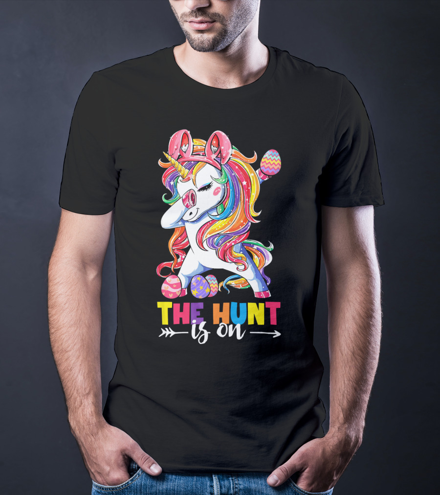 Easter Dabbing Unicorn Bunny The Hunt Is On T-Shirt