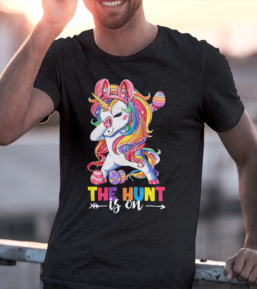 Easter Dabbing Unicorn Bunny The Hunt Is On T-Shirt