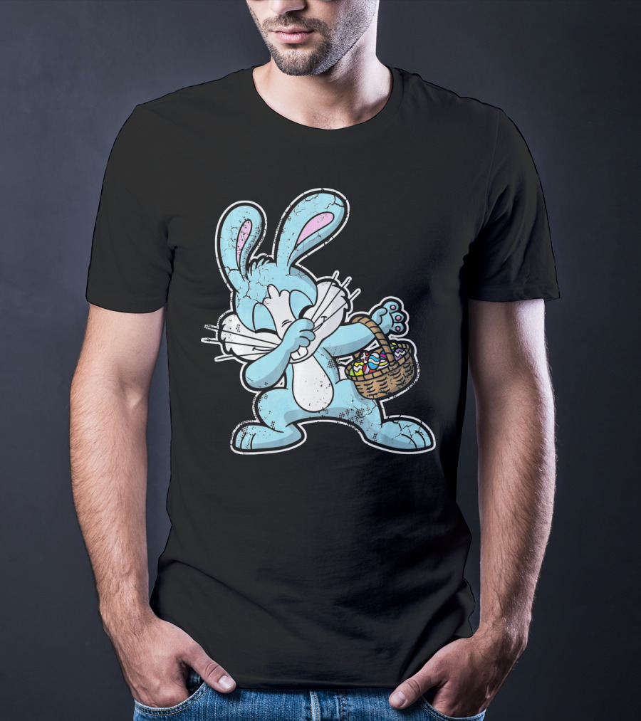 Dabbing Easter Bunny With Basket Of Eggs T-Shirt