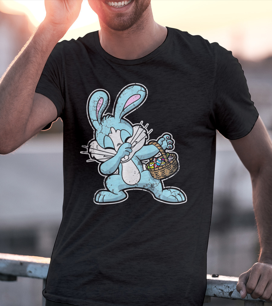 Dabbing Easter Bunny With Basket Of Eggs T-Shirt