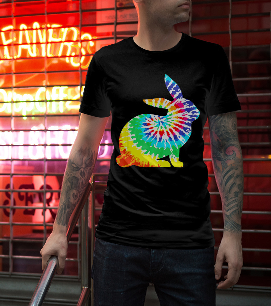 Tie Dye Rabbit Colorful Spiral Tie Dyed T-Shirt