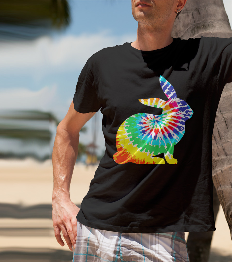 Tie Dye Rabbit Colorful Spiral Tie Dyed T-Shirt
