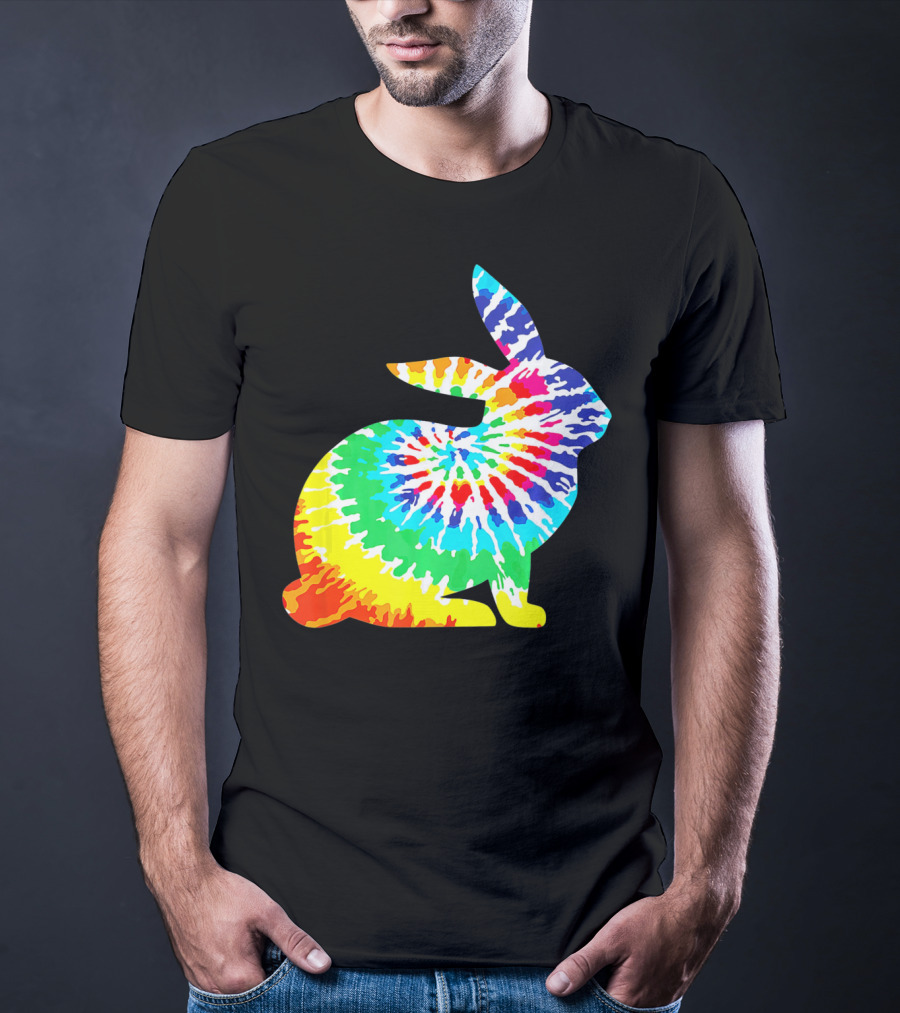 Tie Dye Rabbit Colorful Spiral Tie Dyed T-Shirt