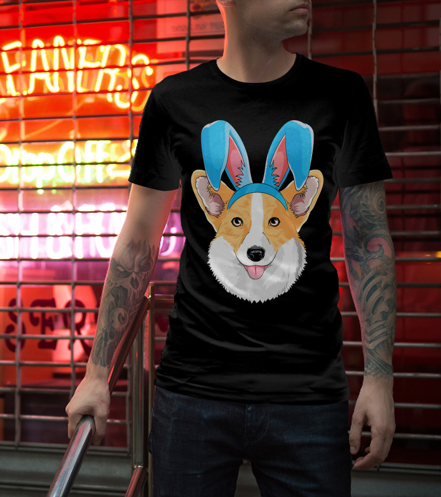 Easter Bunny Corgi Dog With Bunny Ears T-Shirt