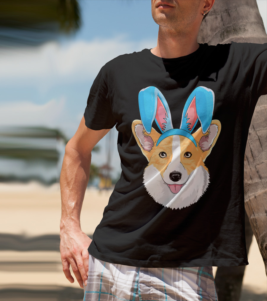 Easter Bunny Corgi Dog With Bunny Ears T-Shirt