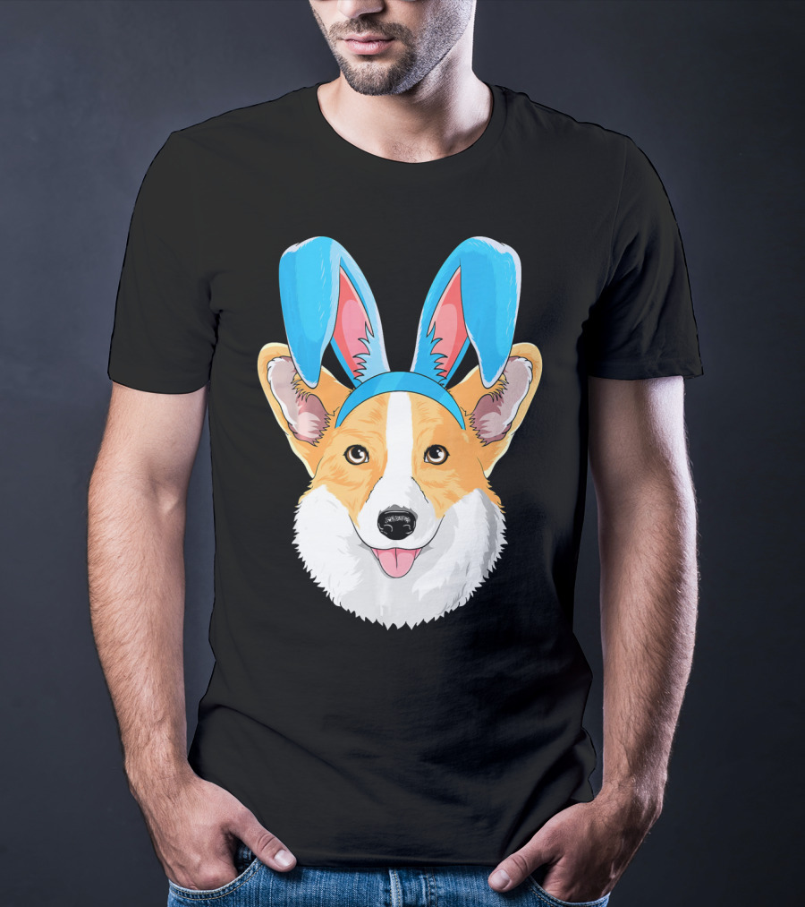 Easter Bunny Corgi Dog With Bunny Ears T-Shirt