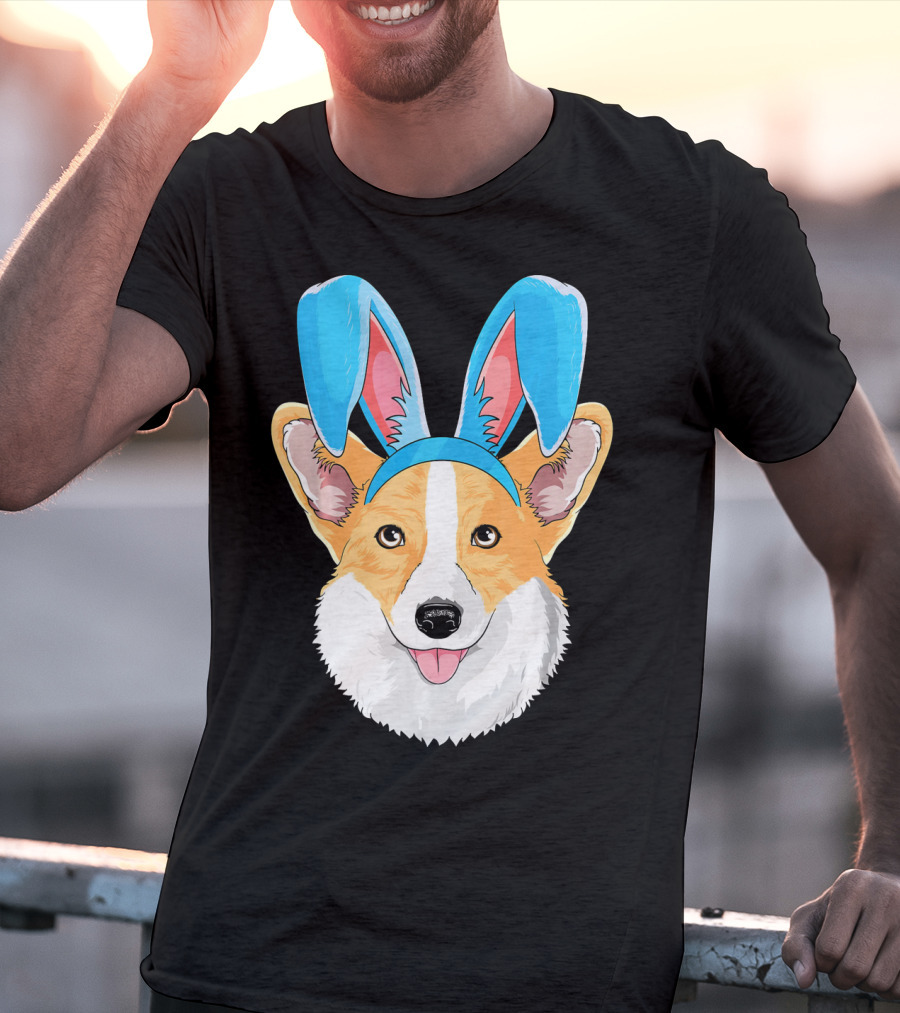 Easter Bunny Corgi Dog With Bunny Ears T-Shirt