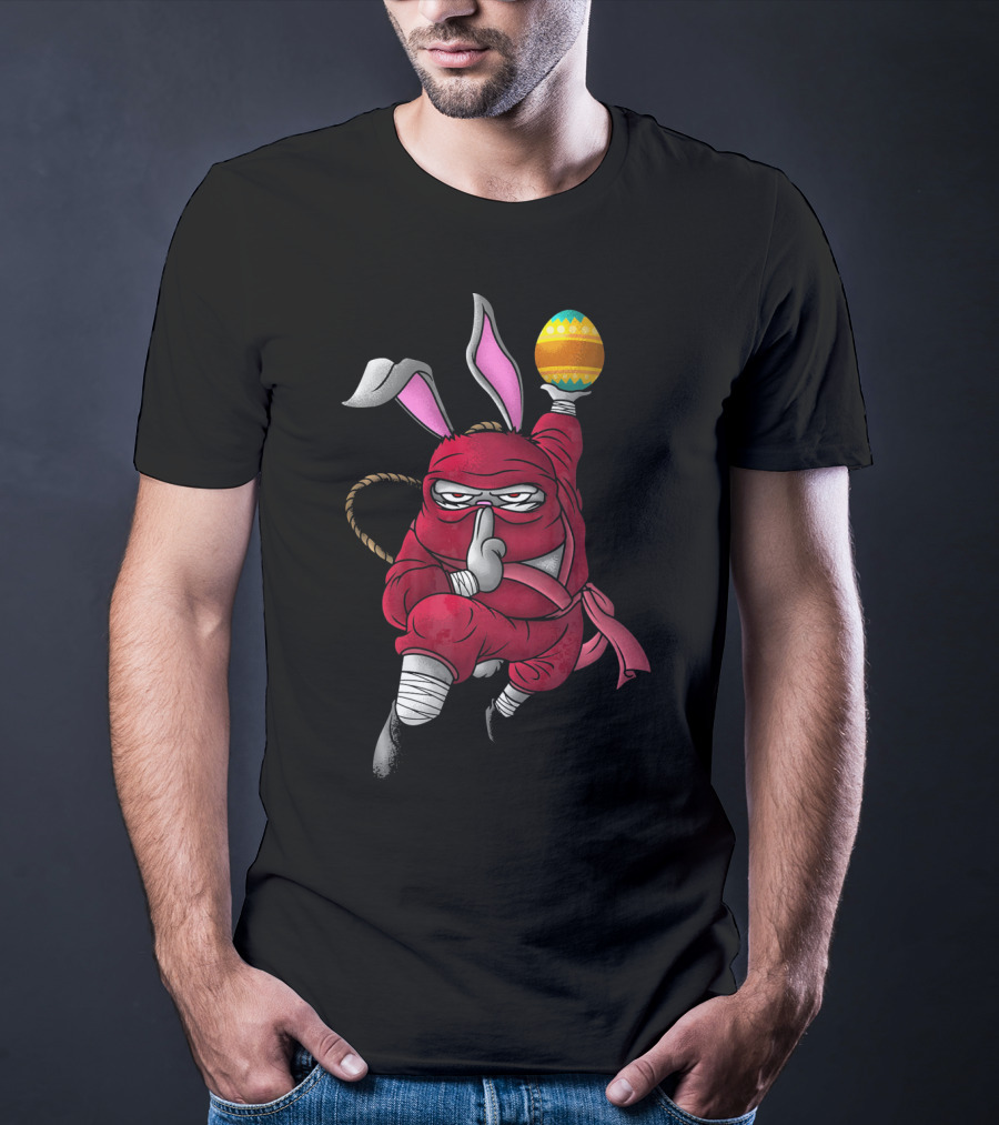 Easter Bunny Ninja With Cute Little Egg T-Shirt
