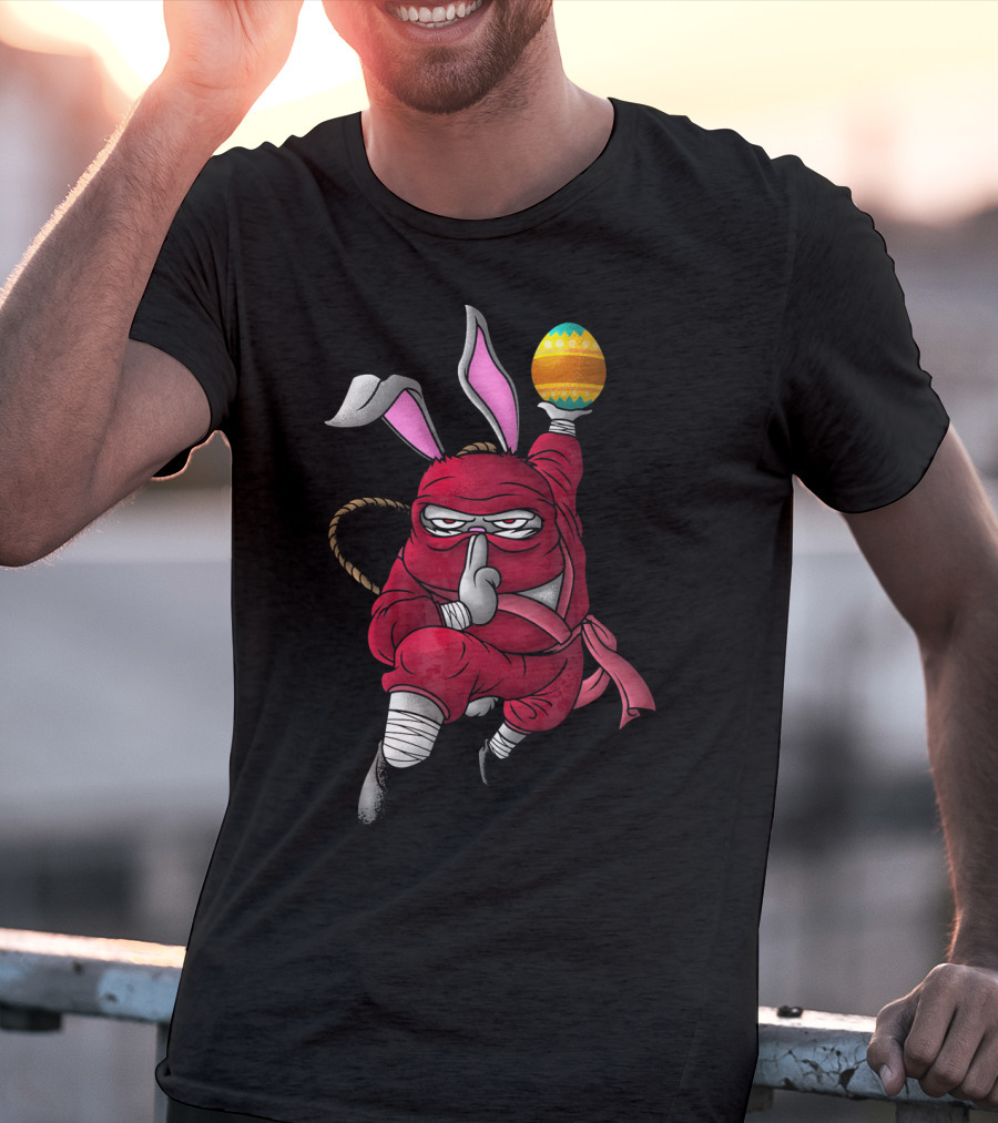 Easter Bunny Ninja With Cute Little Egg T-Shirt