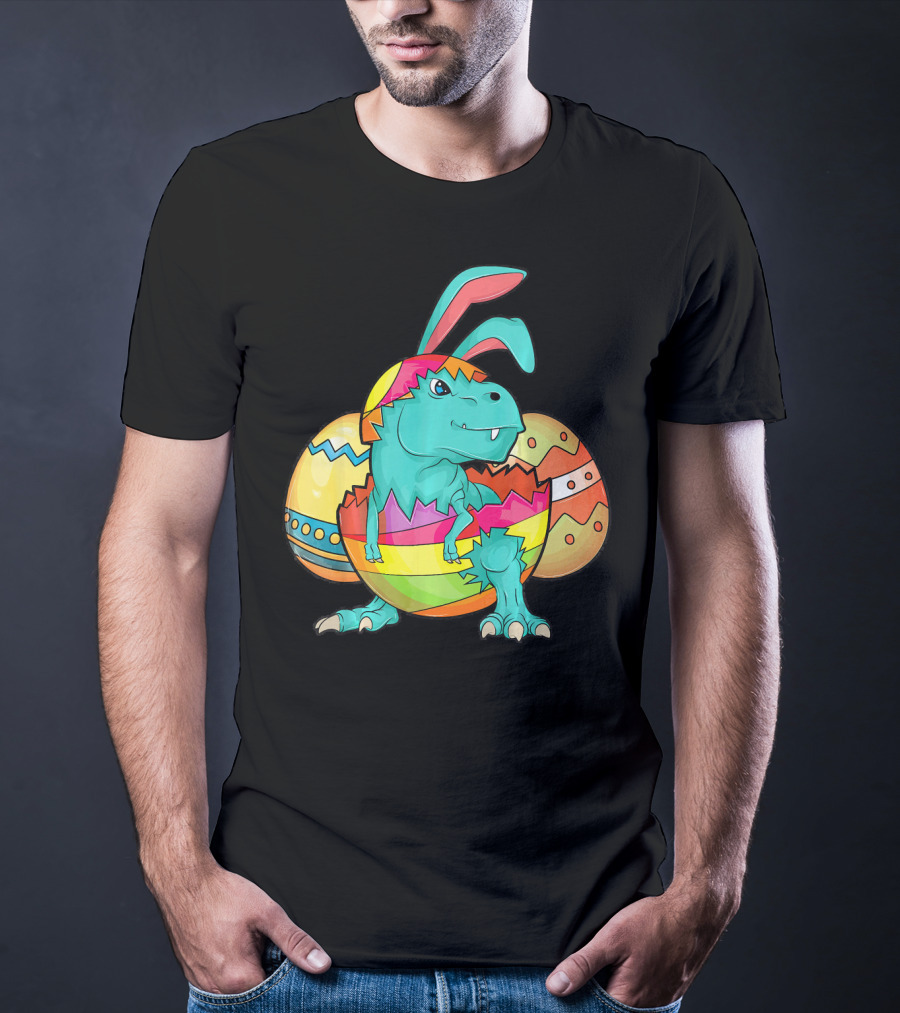 Easter Bunny Dinosaur Cute Rex Lover In Colorful Eggshell T-Shirt