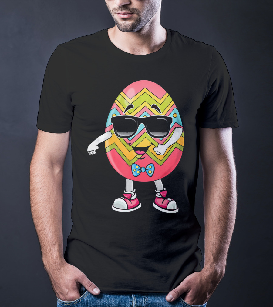 Floss Like A Boss Easter Egg Dance With Sunglasses And Bow Tie T-Shirt