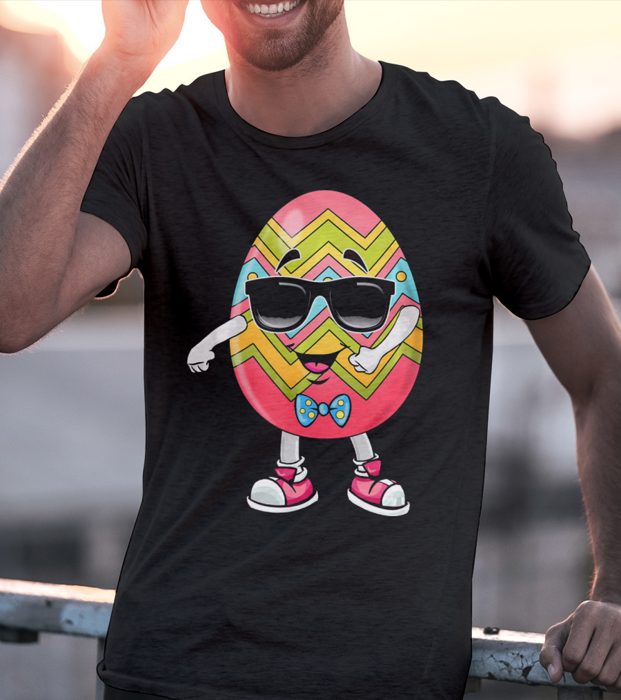 Floss Like A Boss Easter Egg Dance With Sunglasses And Bow Tie T-Shirt