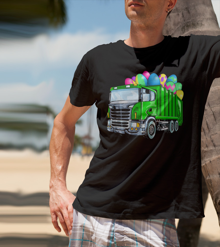 Easter Garbage Truck Men Kids Bo Easter Egg Hauler T-Shirt