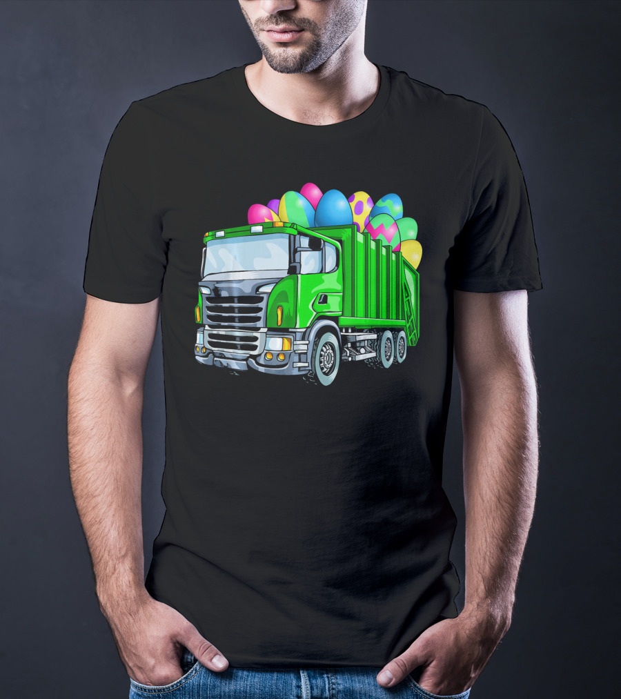Easter Garbage Truck Men Kids Bo Easter Egg Hauler T-Shirt