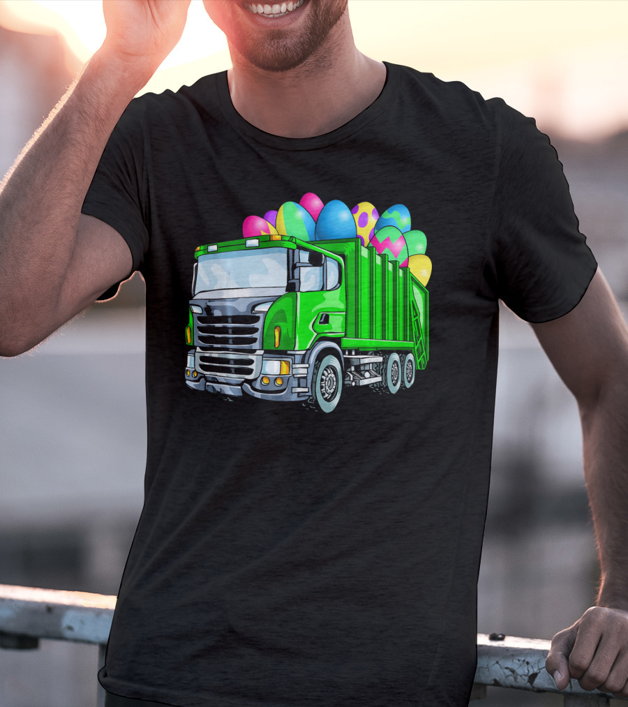 Easter Garbage Truck Men Kids Bo Easter Egg Hauler T-Shirt