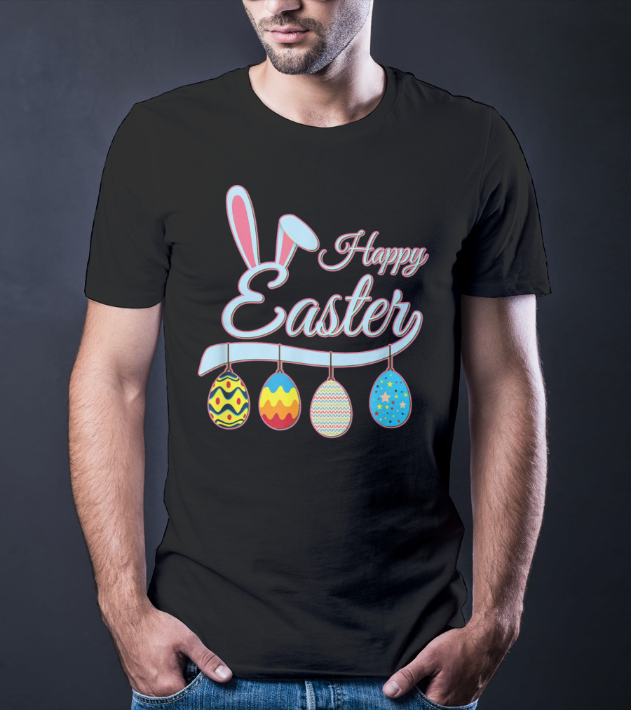 Happy Easter Bunny With Easter Eggs T-Shirt