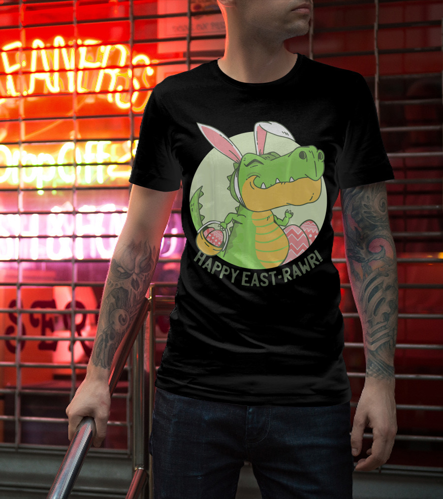 Happy East-RAWR Dinosaur Bunny T-Shirt