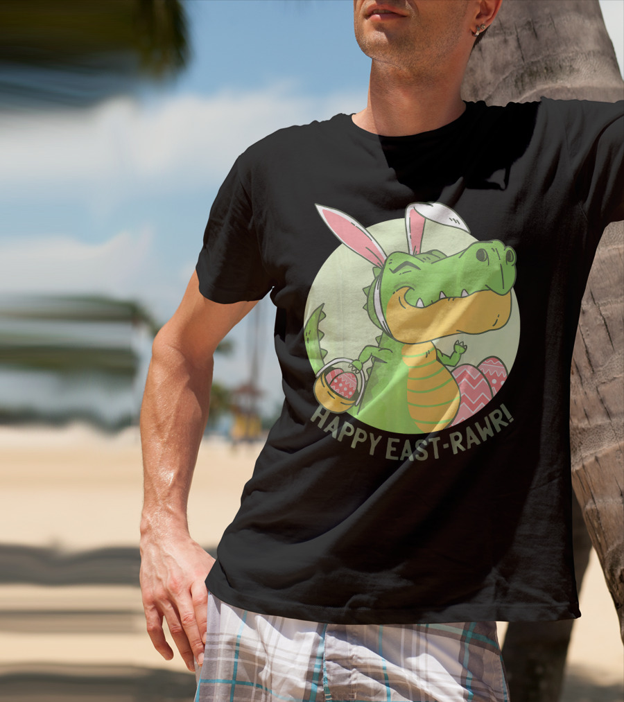 Happy East-RAWR Dinosaur Bunny T-Shirt
