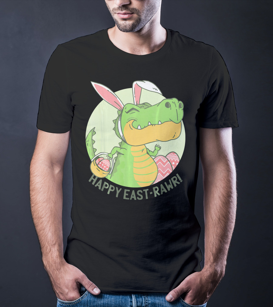 Happy East-RAWR Dinosaur Bunny T-Shirt