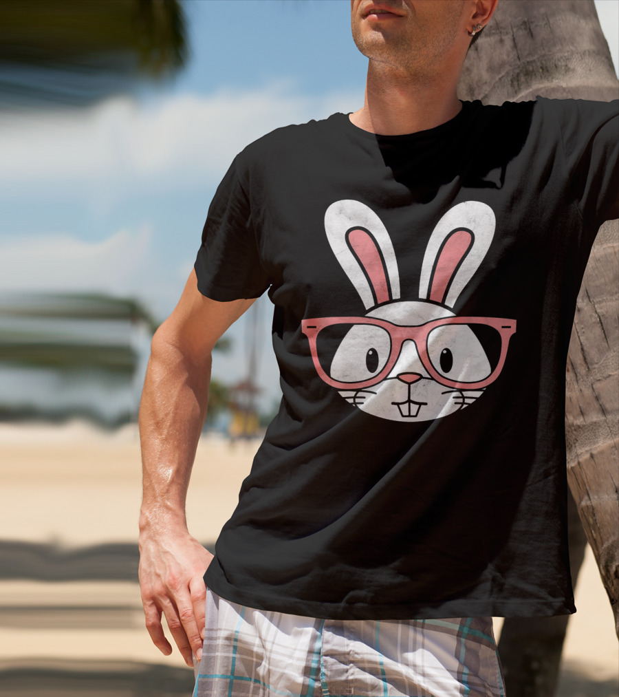 Funny Easter Bunny Hipster Glasses T-Shirt