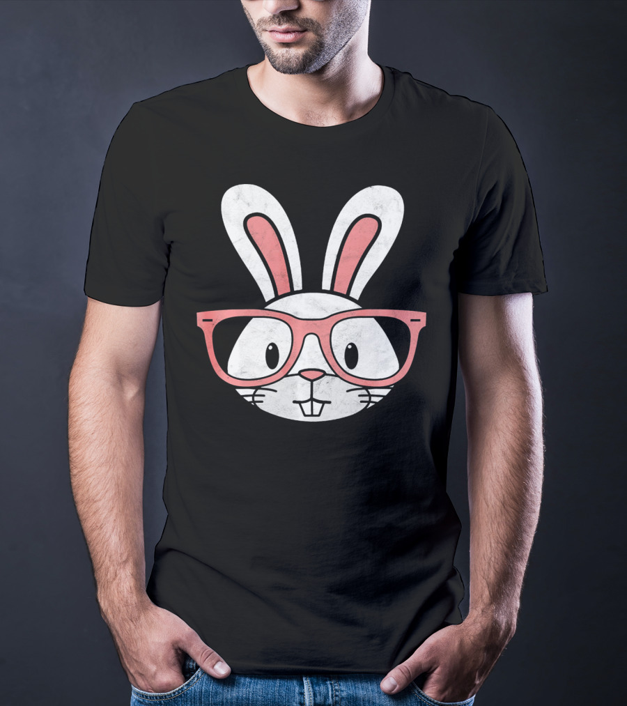 Funny Easter Bunny Hipster Glasses T-Shirt
