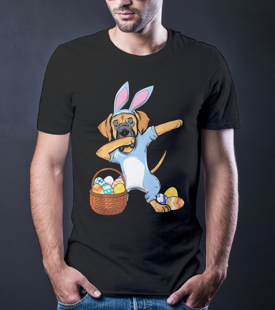 Dabbing Easter Bunny Great Dane With Basket Of Eggs T-Shirt