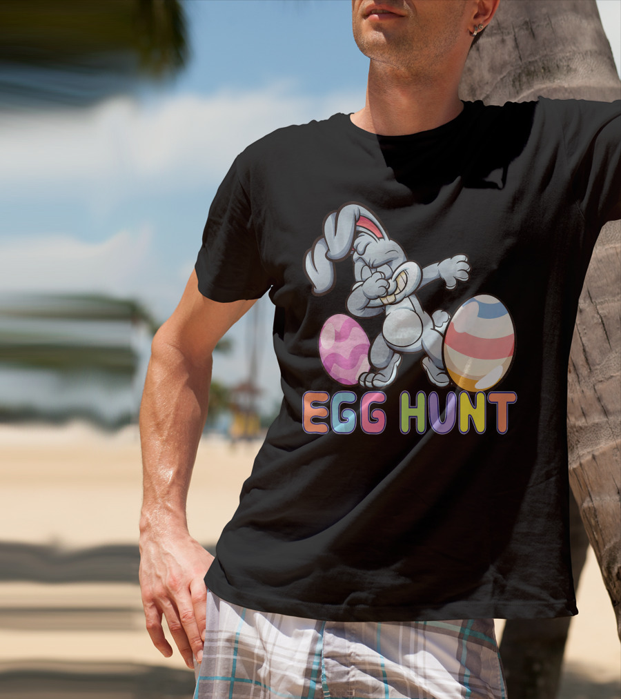 Dabbing Bunny Egg Hunt Easter Celebration With Colorful Eggs T-Shirt
