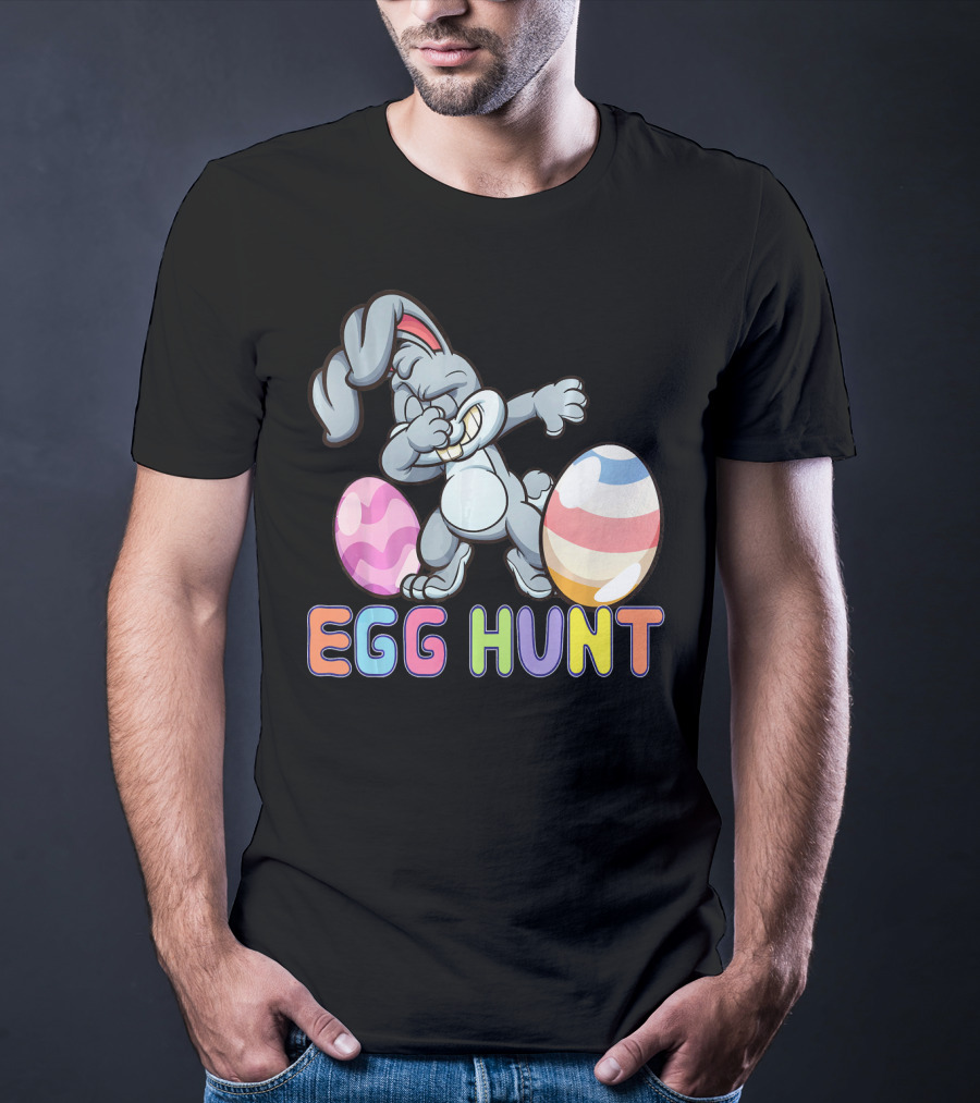 Dabbing Bunny Egg Hunt Easter Celebration With Colorful Eggs T-Shirt