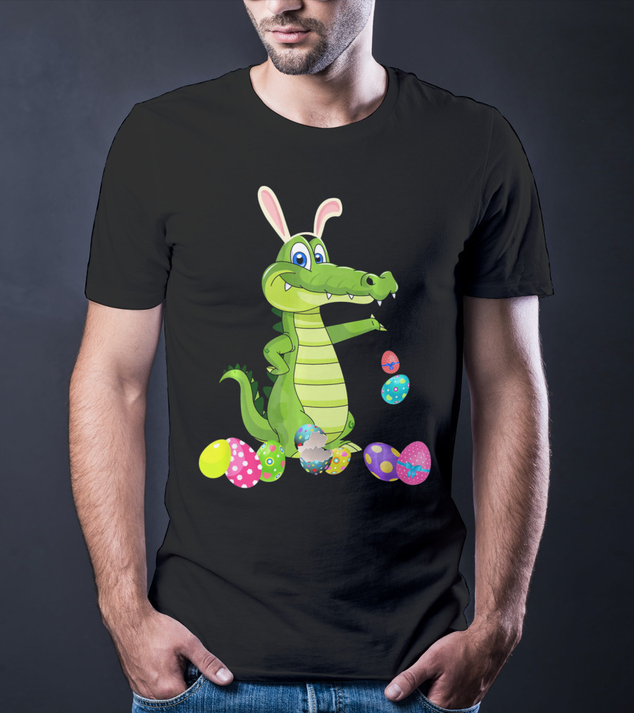 Alligator Bunny Rabbit Hat Easter Eggs T-Shirt