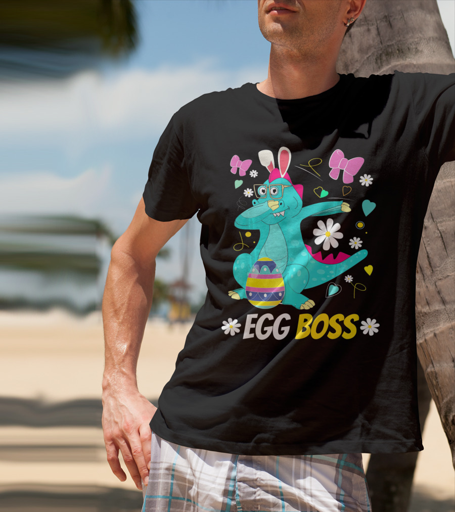 Egg Boss Easter Egg Hunt T-Rex Boys Easter T-Shirt