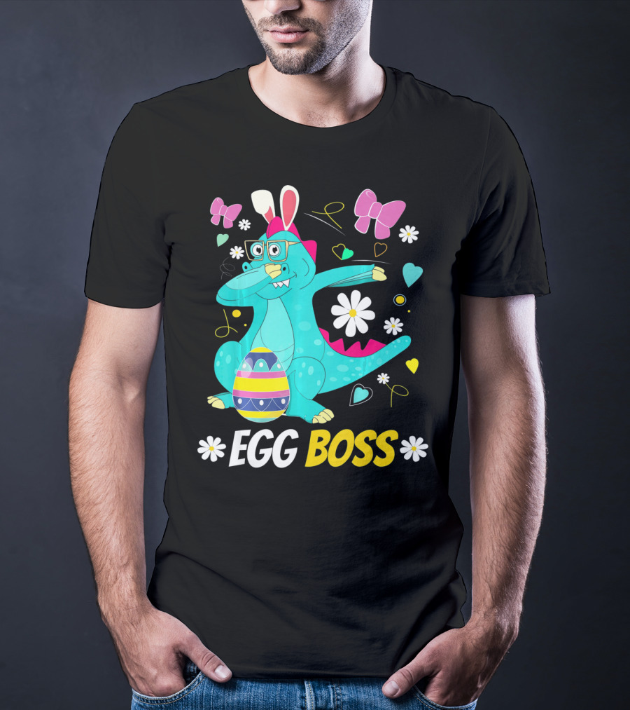 Egg Boss Easter Egg Hunt T-Rex Boys Easter T-Shirt