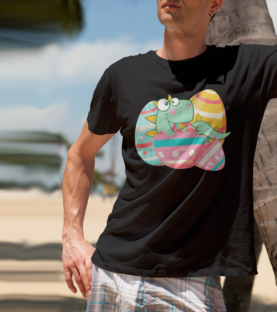 Easter Dino In Colorful Eggs T-Shirt