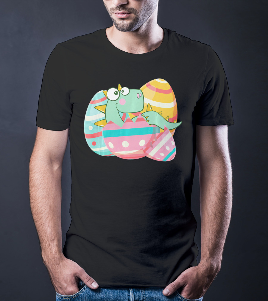 Easter Dino In Colorful Eggs T-Shirt