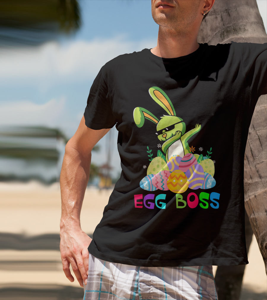Egg Boss Dabbing Easter Bunny With Colorful Eggs T-Shirt