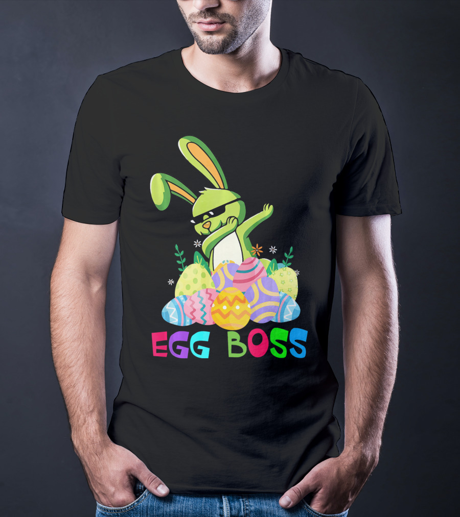 Egg Boss Dabbing Easter Bunny With Colorful Eggs T-Shirt