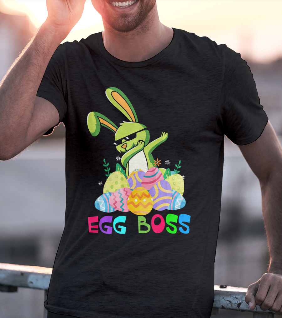 Egg Boss Dabbing Easter Bunny With Colorful Eggs T-Shirt