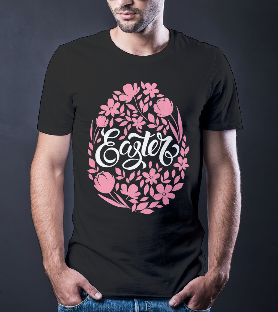 Easter Egg With Pink Flowers T-Shirt