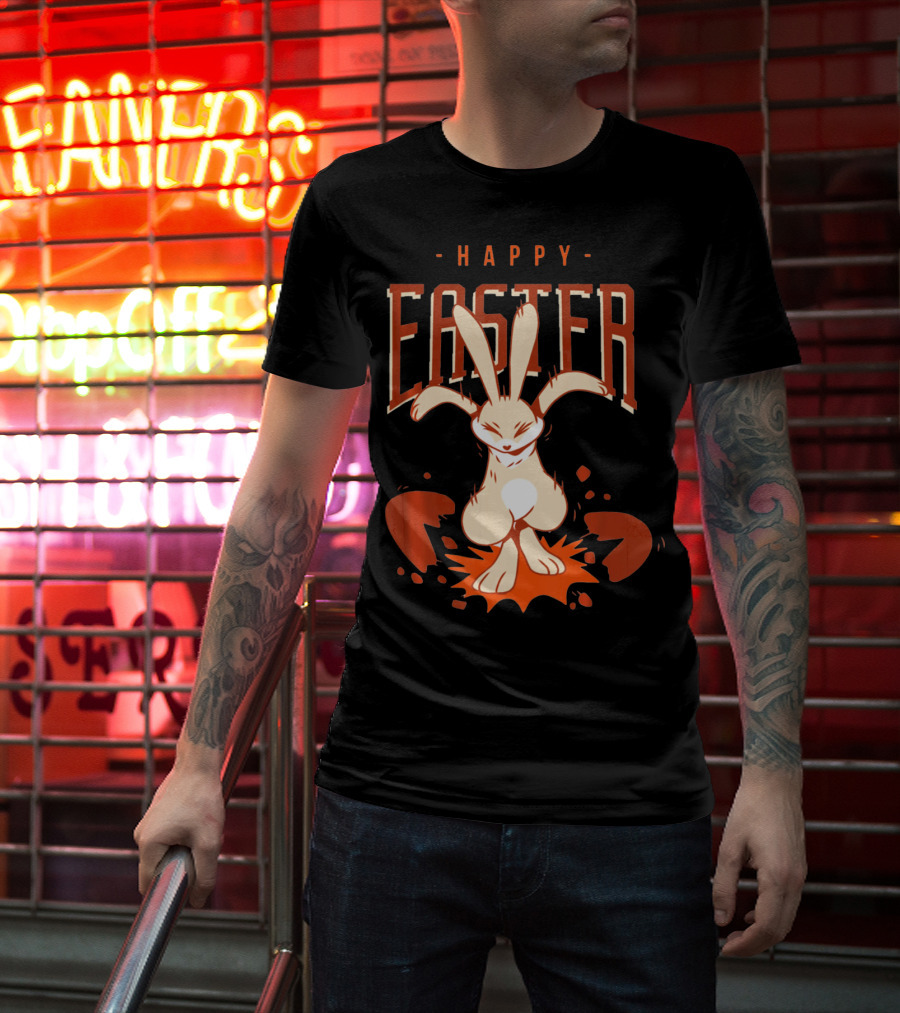 Happy Easter Bunny With Cracked Egg T-Shirt