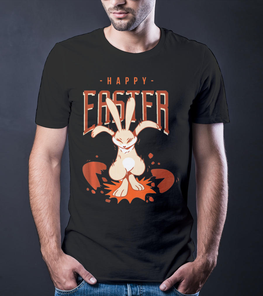 Happy Easter Bunny With Cracked Egg T-Shirt