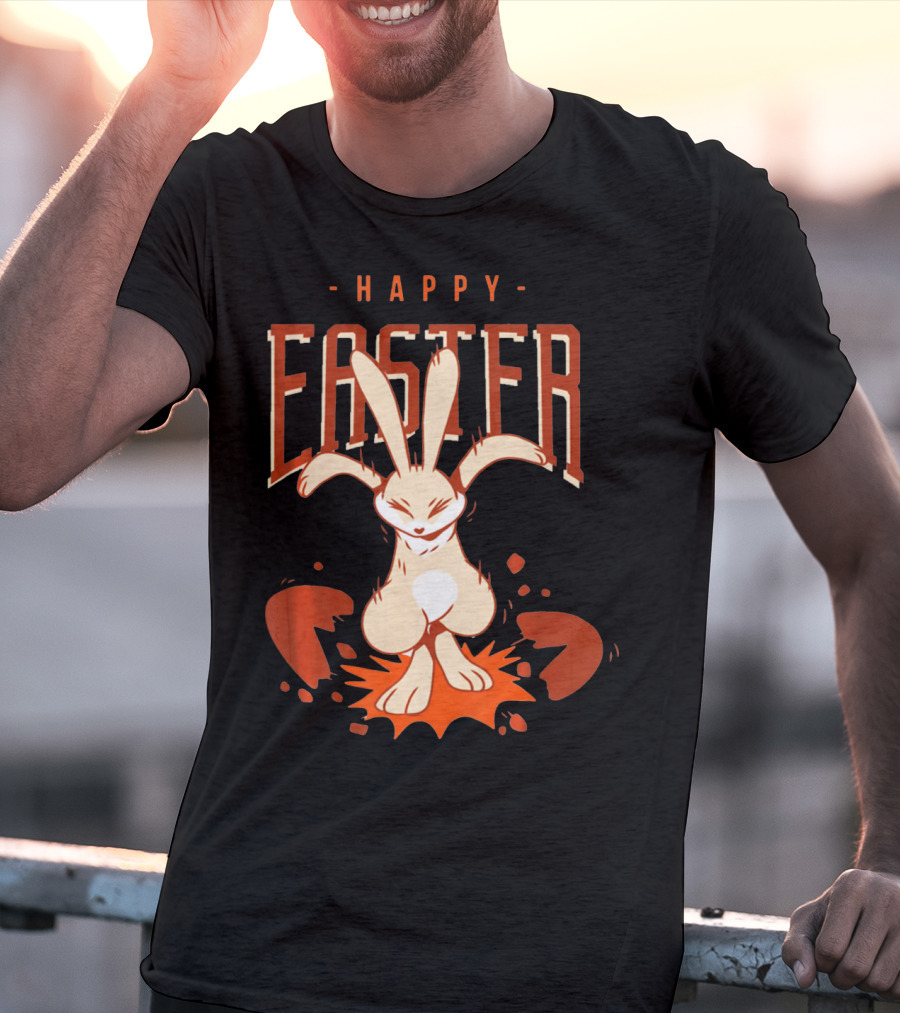Happy Easter Bunny With Cracked Egg T-Shirt