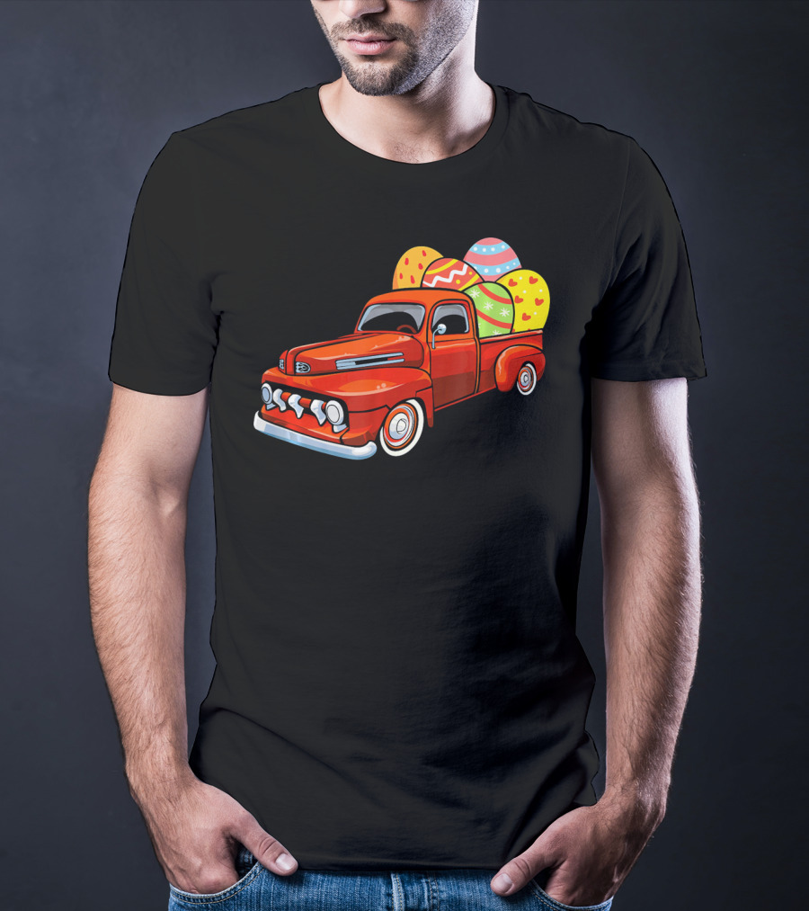 Vintage Easter Egg Pickup Truck With Colorful Eggs T-Shirt