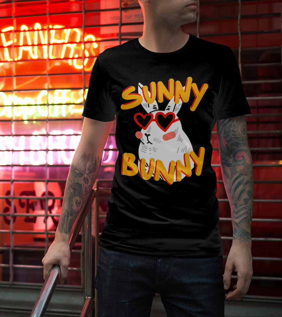 SUNNY BUNNY Cute Happy Easter Heartglass T-Shirt