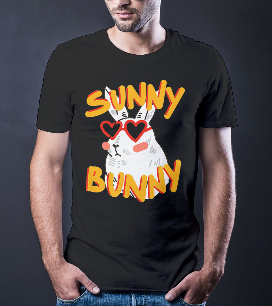 SUNNY BUNNY Cute Happy Easter Heartglass T-Shirt