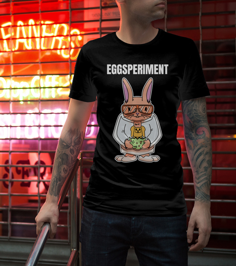 Eggsperiment Easter Bunny Scientist With Toy Rabbit Egg T-Shirt