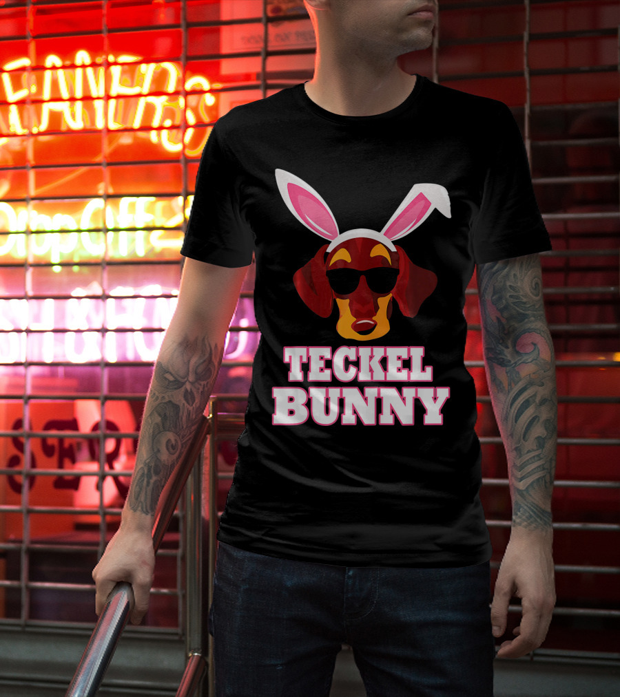 Teckel Bunny Rabbit Dog With Cool Glasses T-Shirt
